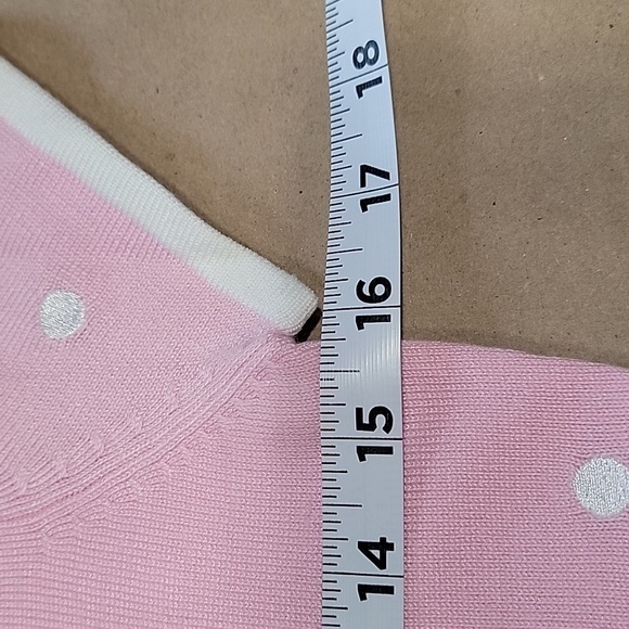 Sydney Easton Pink with White Embroidery Short Sleeved Sweater, Size PS.  EUC - Picture 6 of 8